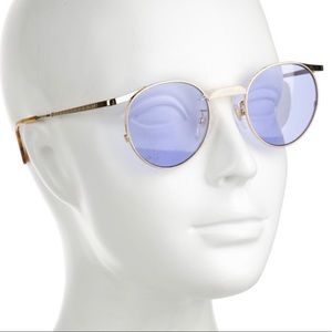Gucci round mirrored gold tone blue tortoise shell sunglasses